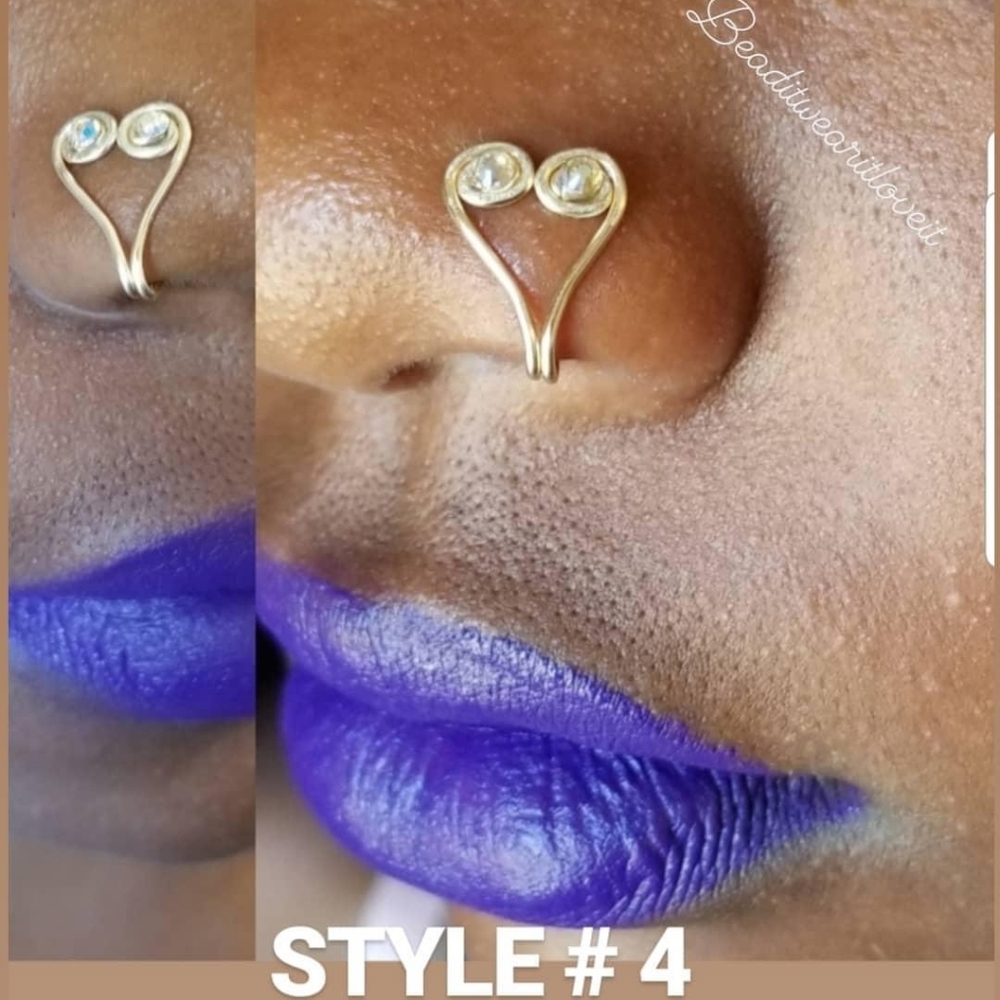 Swarovski Nose Ring, Gold Nose Cuff Style #4